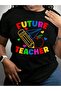 تي شيرت برسومات سوداء لطلاب التعليم الجامعي الجدد من Future Teacher Cute Teaching Education Student Back To School - 7