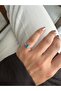 Silver Color Triangle Blue Stone Pinky Ring - 3