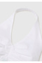Girl's White Halter Neck Tank Top with Back Band Detail - 3