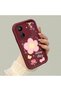 Xiaomi Redmi 13C Compatible Case Camera Protector Floral Pattern Maroon Lover Couple Silicone Phone Case - 2