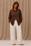 Breathable Regular Muslin Fabric Long Sleeve Collared Men's Shirt - Brown - 2