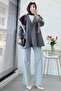 Two-Button Linen Blazer Women's Jacket - Gray - 7