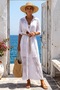 Italian White Shirt Collar Lined Skirt Ruffle Belted Embroidered Silk Long Woven Dress 123 56 - 5