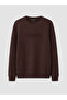 Vizyon New Season Plum Color Crew Neck Embossed Printed Men's Sweatshirt - 4