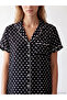 Lcw Dream Black Shirt Collar Polka Dot Women's Pajama Set - 3
