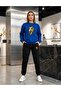 Zero Collar Sweat Suit 2-Piece Combination Winter Shardooned Lion Printed Women's / Men's Unisex Model