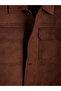 Ozmarka New Season Brown Regular Fit Shirt Collar Men's Suede Coat - 7
