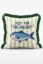 Set of 4 Fringed Throw Pillow Covers with Striped Background and Lobster, Octopus and Fish Figures - 5