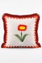 Watercolor Floral Patterned Fringed 4-Piece Throw Pillow Cover Set - 3