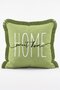 Green Home Sweet Home Written and Yellow Daisy Patterned 4-Piece Fringed Throw Pillow Cover Set - 5
