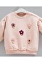 Baby Girl Set Floral Embroidered 3 Yarn Thread Embroidered Cotton Winter Top and Bottom Set - 3