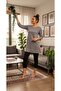 Women's Gray Capri Sleeve Cotton Crew Neck Combed Tunic Ysn-1 - 2