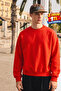 Men's Casual Crew Neck Red Basic Sweatshirt