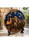 25 cm large size istanbul themed copper coffee presentation tray and decorative plate - handcrafted - 5