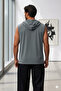 Men's Nardo Gray Hooded Sleeveless Plain Undershirt - 3