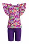 Flounce Detail on the Sleeves, Top and Bottom Two-Piece Girl's Swimsuit 1171-21 Fuchsia - 2