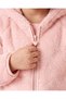 Girls Pink Solid Fur Hooded Sweatshirt - 3