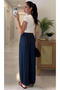 Navy Blue Satin Shalwar Trousers - Dp261051 - 2