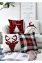 Double Sided Christmas Themed Plaid 4-Piece Modern Raschel Knitted Pillow Throw Pillow Cover Set