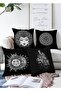 Black and White Medusa Designed 4-Piece Double Sided Raschel Knitted Throw Pillow Cover Set
