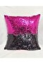 غطاء وسادة مطرز بالترتر - (فوشيا-أسود) - 2