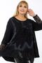 Flock Print Rose Motif Long Sleeve Skirt and Lace Blouse with Sleeve - 6