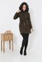 Women's Short Cashmere Stamped Hooded Fur Detailed Coat - 2