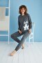 13384 Women's Crew Neck Printed Long Sleeve Pajamas Set - 3