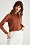 Women's Brown Back Long Front Short Extra Soft Textured Knitwear Sweater I6913Az20Au