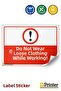 Wearing Loose Clothes While Working Isg Warning Sign Sticker 15X21 cm