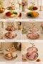 2-Tier Pink Patterned Serving Stand with Gold Detail – for Breakfast, Desserts, Engagement & Tea Time Presentation - 7