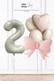 2 Year Old Birthday Balloon Set with Pink Bow and Ribbon Decoration