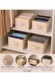 1 Piece Cream Fabric Foldable Closet Organizer Box 45X30X20 cm |   Clothing and Garment Organizer Storage Box - 2