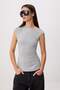 Gri Melanj Fitted/Vücuda Oturan Asimetrik Yaka Kolsuz Yumuşak Örme Bluz TWOSS26BZ00793 - 5