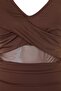 Kahverengi Belde Cut Out Mesh/Tül Detaylı Büyük Beden Mayo TBBSS23AM00037 - 5