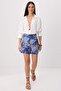 شورت سيتي وبرمودا باللون الأزرق الداكن-متعدد الألوان منقوش كتان Look City TWOSS26SR00233