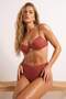 Burgundy Glitter Balconette Covered Pearl Accessory High Waist Regular Bikini Set Tbess26Bt00087