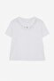 Beyaz Regular/Normal Kalıp Aksesuar Detaylı Tok %100 Pamuk Örme Büyük Beden T-Shirt TBBSS26BF00064 - 5