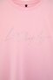 Pembe Bisiklet Yaka Taş Baskılı Örme Büyük Beden T-shirt TBBSS26BF00051 - 5