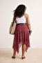 Burgundy Woven Large Size Skirt - 2