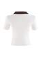 Ekru Nakışlı / İşlemeli Regular Polo Yaka Standart Kol Kısa İnterlok Örme T-Shirt TWOSS26TS00360 - 4