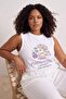 Beyaz Baskılı Kolsuz Relaxed Fit Büyük Beden T-shirt TBBSS26BF00034