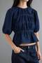 Koyu Mavi Balon Kol Dikiş Detaylı Denim Bluz TWOAW27BZ00035 - 7