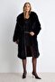 Black Faux Fur Oversize Long Coat Twoaw27Kb00007 - 3