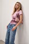 Pink-Multicolor Tie-Dye Patterned T-Shirt with Drawstring Detail Tdrss26Ts00050 - 2
