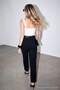 Black Belted Lycra Pleated Flat Trousers Tdrss26Pl00068 - 4
