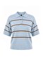 Light Blue Wardrobe Essentials Summer Yarn Striped Polo Collar Blouse Twoss26Bz00127 - 5