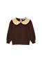 Brown Girl's Baby Collar Thick Non-Embossed Knitted Sweatshirt Tkdaw27Sw00051 - 6