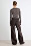 Kahverengi %100 Pamuk Normal Bel Wide Leg Jeans TWOAW27JE00121 - 4
