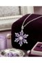 Silver Color Lilac Drop Stone Lotus Camellia Flower Steel Necklace